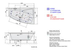 SAPHO EVIA R HYDRO-AIR hydromasážna vaňa, 160x100x47cm, biela 12611HA - Sapho