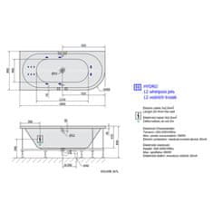 POLYSAN VIVA L HYDRO hydromasážna vaňa, 185x80x47cm, biela 72099H - Polysan