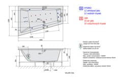 SAPHO TRIANGL L HYDRO-AIR hydromasážna vaňa, 180x120x50cm, biela 19611HA - Sapho