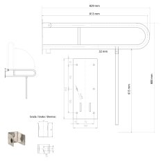 SAPHO Nástenné madlo PRAVÉ 810x550mm, biela (301122044) XH523 - Sapho