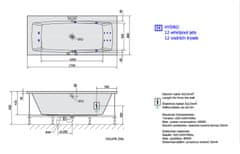 SAPHO KVADRA HYDRO hydromasážna vaňa, 170x80x47cm, biela 18611H - Sapho