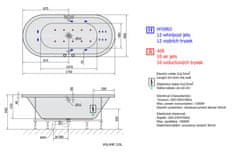 SAPHO VIVA O HYDRO-AIR hydromasážna vaňa, 175x80x47cm, biela 79119HA - Sapho