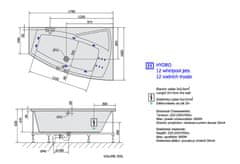 SAPHO EVIA R HYDRO hydromasážna vaňa, 170x100x47cm, biela 22611H - Sapho