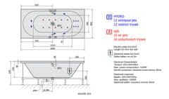POLYSAN VIVA B HYDRO-AIR hydromasážna vaňa, 185x80x47cm, biela 71968HA - Polysan