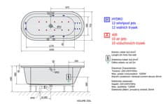 SAPHO ASTRA O HYDRO-AIR hydromasážna vaňa, 165x75x48cm, biela 35611HA - Sapho