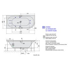 SAPHO VIVA L HYDRO hydromasážna vaňa, 175x80x47cm, biela 70119H - Sapho