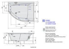 POLYSAN TANDEM R HYDRO hydromasážna vaňa, 170x130x50cm, biela 97611H - Polysan