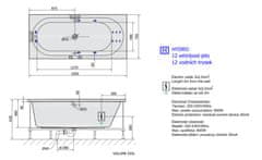 SAPHO ASTRA B HYDRO hydromasážna vaňa, 165x75x48cm, biela 32611H - Sapho