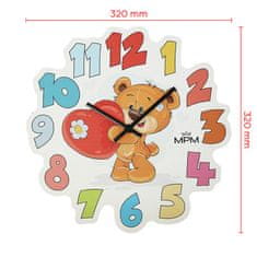 MPM QUALITY Drevené nástenné hodiny Bear 4264