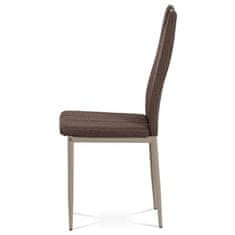 Autronic - jedálenská stolička, hnedá látka, kov cappuccino lesk - DCL-393 BR2