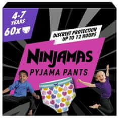 Pampers Ninjamas Pyjama Pants Srdiečka, 60 ks, 7 rokov, 17kg-30kg - mesačné balenie