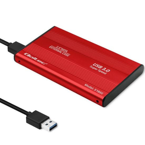 Qoltec HDD/SSD kryt/kapsa 2,5" SATA3 | USB 3.0 | Červená