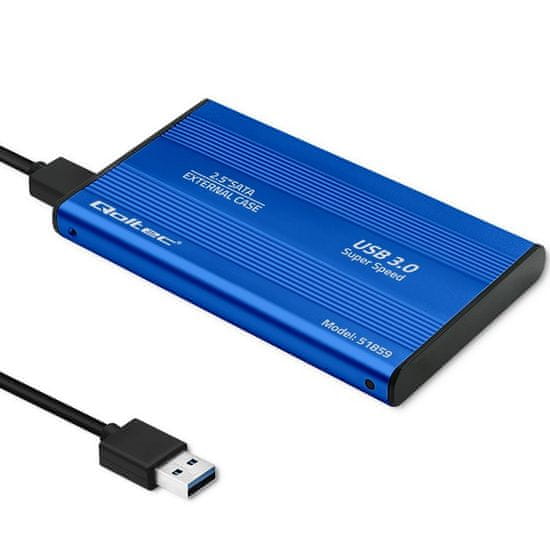 Qoltec HDD/SSD kryt/priečinok 2,5" SATA3 | USB 3.0 | Modrá