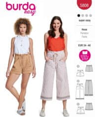 Burda Strih Burda 5808 - Nohavice so sťahovaním v páse, šortky, kraťasky, culottes