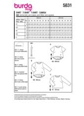 Burda Strih Burda 5831 - Voľné tričko, tričko s dlhším zadným dielom