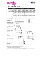 Burda Strih Burda 5832 - Sukne so sťahovaním v páse, mini sukne, tepláková sukňa