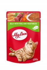 Hau&Miau My Love mokré krmivo pre mačky - Teľacie mäso so zeleninou v želé 24x100g