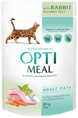 Club4Paws Premium OPTIMEAL mokré krmivo pre mačky - Králik v mrkvovom želé 12x85g