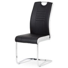 Autronic - jedálenská stolička, koženka čierna / biele boky, chróm - DCL-406 BK