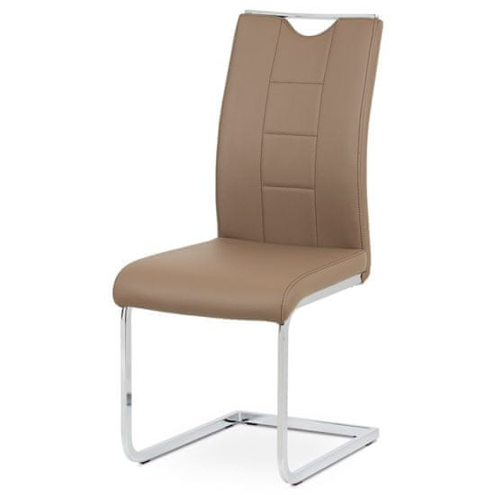 Autronic - jedálenská stolička latte koženka / chróm - DCL-411 LAT