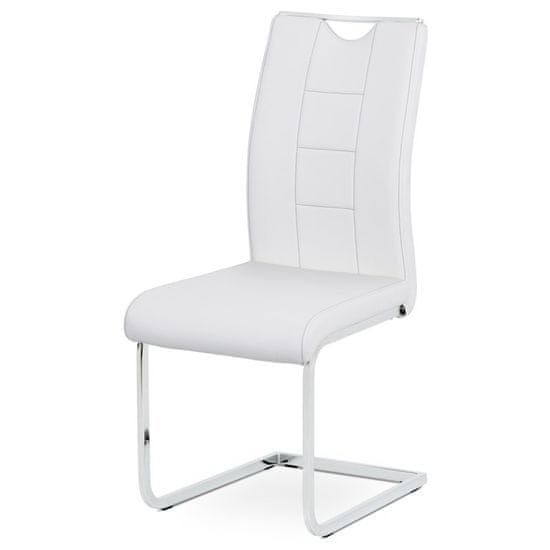 Autronic - jedálenská stolička biela koženka / chróm - DCL-411 WT