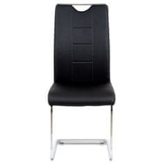 Autronic - Jedálenská stolička čierna koženka / chrom - DCL-411 BK