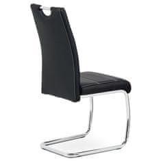 Autronic - jedálenská stoličky ekokoža čierna, biele prešitie/nohy kov, chróm - HC-481 BK