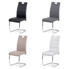 Autronic - jedálenská stoličky ekokoža biela, biele prešitie/nohy kov, chróm - HC-481 WT