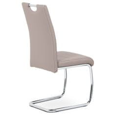 Autronic - jedálenská stoličky ekokoža lanýžová, biele prešitie/nohy kov, chróm - HC-481 LAN