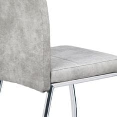 Autronic - Jedálenská stolička, strieborná látka COWBOY v dekore vintage kože, biele prešitie, kovová štvornohá chró