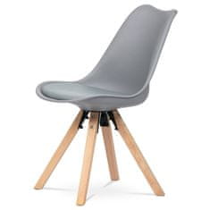 Autronic - Jedálenská stolička, sivá plastová škrupina, sedák ekokoža, nohy masív - CT-761 GREY