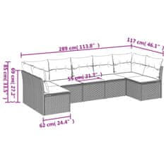 Vidaxl 7-dielna záhradná súprava pohoviek s vankúšmi hnedá polyratan
