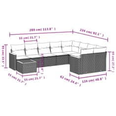 Vidaxl 10-dielna záhradná sedacia súprava s vankúšmi polyratan čierna