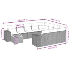 Vidaxl 11-dielna záhradná jedálenská súprava vankúše béžová polyratan