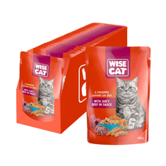 Wise Cat s hovädzim mäsom v jemnej omačke 24x100g