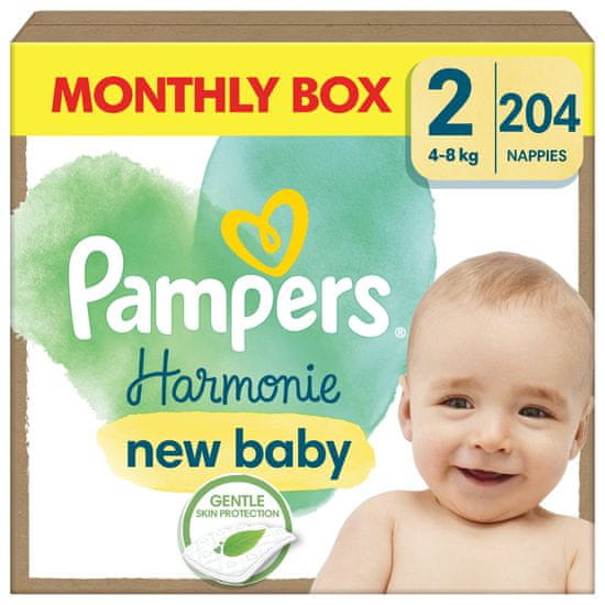 Pampers Harmonie Baby veľ. 2, 204 ks, 4kg-8kg - mesačné balenie