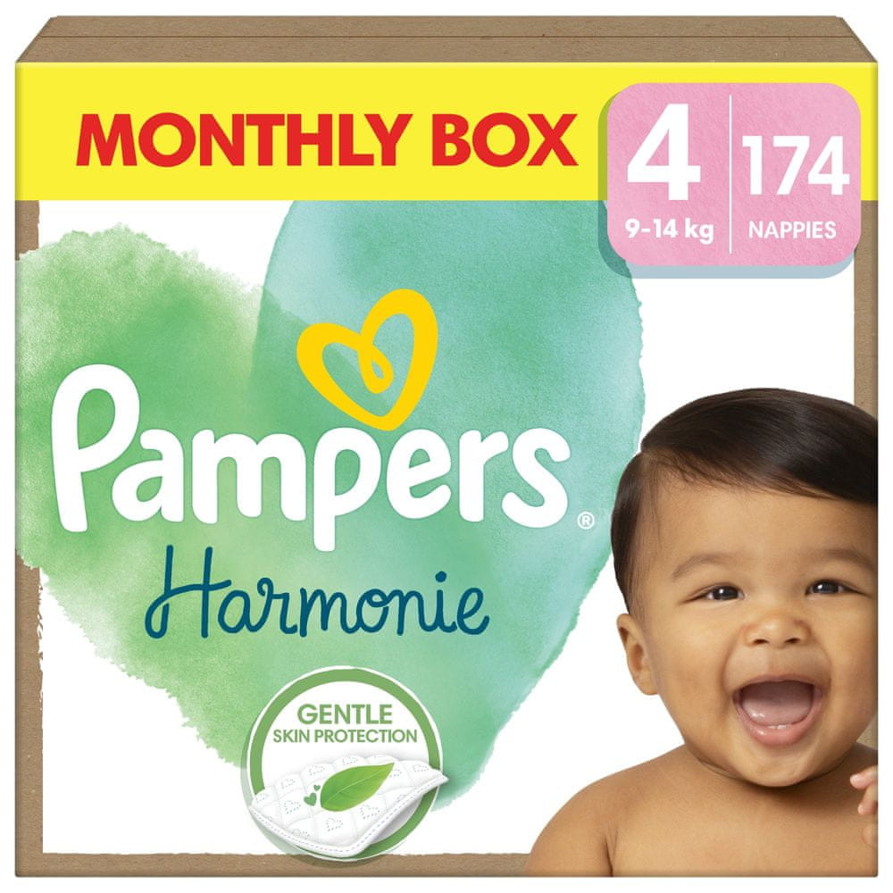 Pampers Harmonie Baby veľ. 4, 174 ks, 9kg-14kg - mesačné balenie