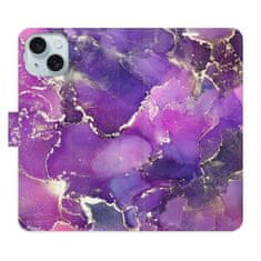 iSaprio Flipové puzdro - Purple Marble pre Apple iPhone 15