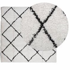 Petromila vidaXL Shaggy koberec PAMPLONA, vysoký vlas, krémovo čierny 160x160 cm