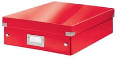 LEITZ Organizačná krabica "Click&Store", červená, veľ. M, lesklá, laminovaný kartón, 60580026