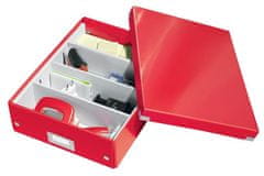LEITZ Organizačná krabica "Click&Store", červená, veľ. M, lesklá, laminovaný kartón, 60580026