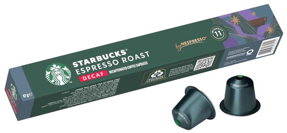 Starbucks Espresso Roast Decaf by NESPRESSO Dark Roast Kávové kapsule, 10 kapsulí v balení, 57 g