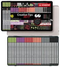 Stabilo Linery "Creative Tips ARTY", sada, 6 farieb, 5 šírok stopy, plechová krabička, 89/30-6-2-20