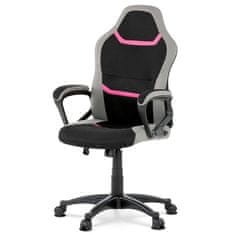 Autronic Kancelárska stolička Kancelářská a herní židle, potah růžová, šedá a černá látka, houpací mechanismus (KA-L611 PINK)