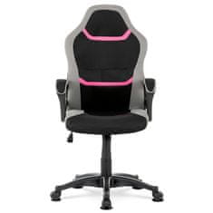 Autronic Kancelárska stolička Kancelářská a herní židle, potah růžová, šedá a černá látka, houpací mechanismus (KA-L611 PINK)