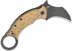 Fox Knives FX-802 TiPVD TRIBAL K vreckový nôž - karambit 7,7cm, čierna, bronz, titán, zdobenie