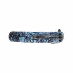 Ganzo Knife G626-GS vreckový nôž 9,6 cm, čierna, modrá, plast ABS, samurajský motív 