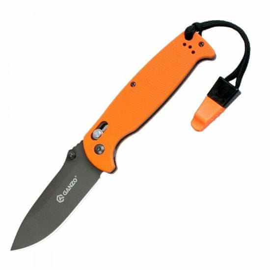 Ganzo Knife G7413-OR-WS vreckový nôž 8,9 cm, čierna, oranžová, G10, píšťalka