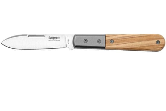 LionSteel CK0111 UL Barlow vreckový nôž 7,5 cm, Spear Point, titán, olivové drevo