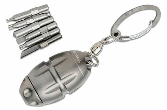 LionSteel EG-GY Eggie multifunkčný nástroj na kľúče 4,9 cm, 7 nástrojov, sivá, titán, karabína